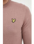 Lyle & Scott Bombažen pulover roza barva - Pepit.si