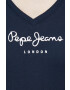 Pepe Jeans Bombažna kratka majica Wendy V Neck mornarsko modra barva - Pepit.si