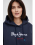 Pepe Jeans Bombažna mikica Calista Hoodie ženska mornarsko modra barva - Pepit.si