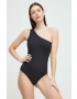 Spanx Body za oblikovanje postave Suit Yourself Ribbed One Shoulder črna barva - Pepit.si