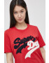 Superdry T-shirt ženski rdeča barva - Pepit.si