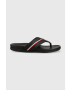 Tommy Hilfiger Japonke HILFIGER LEATHER TOE POST SANDAL moški črna barva FM0FM04460 - Pepit.si