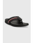 Tommy Hilfiger Japonke HILFIGER LEATHER TOE POST SANDAL moški črna barva FM0FM04460 - Pepit.si