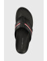 Tommy Hilfiger Japonke HILFIGER LEATHER TOE POST SANDAL moški črna barva FM0FM04460 - Pepit.si