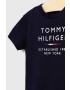 Tommy Hilfiger Otroška bombažna kratka majica mornarsko modra barva - Pepit.si