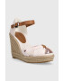 Tommy Hilfiger Sandali BASIC SEERSUCKER HIGH WEDGE ženski roza barva FW0FW07160 - Pepit.si