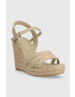 Tommy Hilfiger Sandali ESSENTIAL BASIC WEDGE SANDAL ženski bež barva FW0FW07220 - Pepit.si