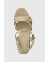 Tommy Hilfiger Sandali ESSENTIAL BASIC WEDGE SANDAL ženski bež barva FW0FW07220 - Pepit.si