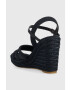 Tommy Hilfiger Sandali ESSENTIAL BASIC WEDGE SANDAL ženski mornarsko modra barva FW0FW07220 - Pepit.si