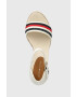 Tommy Hilfiger Sandali MID WEDGE CORPORATE ženski bela barva - Pepit.si