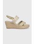 Tommy Hilfiger Sandali SEASONAL WEBBING MID WEDGE ženski bež barva FW0FW07091 - Pepit.si