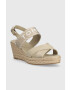 Tommy Hilfiger Sandali SEASONAL WEBBING MID WEDGE ženski bež barva FW0FW07091 - Pepit.si