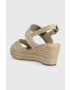 Tommy Hilfiger Sandali SEASONAL WEBBING MID WEDGE ženski bež barva FW0FW07091 - Pepit.si