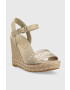 Tommy Hilfiger Sandali SEASONAL WEBBING WEDGE ženski bež barva FW0FW07088 - Pepit.si