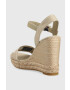 Tommy Hilfiger Sandali SEASONAL WEBBING WEDGE ženski bež barva FW0FW07088 - Pepit.si