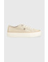 Tommy Hilfiger Teniske ESSENTIAL VULC CANVAS ženske bež barva FW0FW07459 - Pepit.si