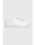 Tommy Hilfiger Usnjene teniske ELASTIC SLIP ON SNEAKER ženske bela barva FW0FW07032 - Pepit.si