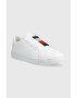 Tommy Hilfiger Usnjene teniske ELASTIC SLIP ON SNEAKER ženske bela barva FW0FW07032 - Pepit.si