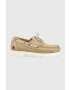 Tommy Hilfiger Usnjeni mokasini PREMIUM CLEATED W BOAT SHOE ženski bež barva FW0FW07128 - Pepit.si