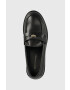 Tommy Hilfiger Usnjeni mokasini TH ICONIC LOAFER ženski črna barva FW0FW07412 - Pepit.si