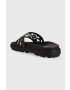 Tommy Hilfiger Usnjeni natikači TH ELEVATED FLAT SANDAL ženski črna barva FW0FW07407 - Pepit.si