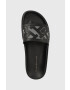 Tommy Hilfiger Usnjeni natikači TH ELEVATED FLAT SANDAL ženski črna barva FW0FW07407 - Pepit.si