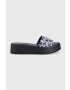 Tommy Hilfiger Usnjeni natikači TH SLIP ON SANDAL FLATFORM MONO ženski mornarsko modra barva FW0FW07244 - Pepit.si