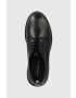 Tommy Hilfiger Usnjeni polškornji Leather Lace Up Shoe ženski črna barva - Pepit.si