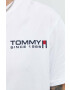 Tommy Jeans Bombažna kratka majica bež barva - Pepit.si