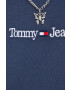 Tommy Jeans Bombažna kratka majica mornarsko modra barva - Pepit.si