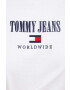 Tommy Jeans Bombažna kratka majica bela barva - Pepit.si