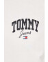 Tommy Jeans Bombažna kratka majica bež barva - Pepit.si