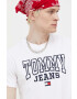 Tommy Jeans Bombažna kratka majica bela barva - Pepit.si