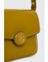 Tory Burch Usnjena torbica zelena barva - Pepit.si