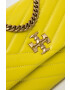 Tory Burch Usnjena torbica zelena barva - Pepit.si