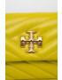 Tory Burch Usnjena torbica zelena barva - Pepit.si