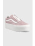 Vans Teniske Old Skool Stackform ženske bež barva VN0A7Q5MIVR1 - Pepit.si