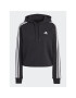 adidas Jopa Essentials 3-Stripes French Terry Crop Hoodie IC8767 Črna Regular Fit - Pepit.si