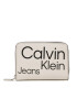 Calvin Klein Jeans Majhna ženska denarnica Sleek Med Zip W/Flap Aop K60K610100 Bež - Pepit.si