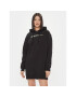 Calvin Klein Jeans Vsakodnevna obleka Double Ck Hoodie Dress J20J223257 Črna Oversize - Pepit.si