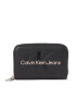 Calvin Klein Jeans Ženska denarnica Sculpted Med Zip Around Mono K60K607229 Črna - Pepit.si