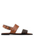 Calvin Klein Sandali Alomnd Flat Sandal Mono Mix HW0HW00821 Rjava - Pepit.si