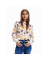 Desigual Pulover Daisies 23SWJF03 Bež Regular Fit - Pepit.si