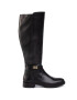 Tommy Hilfiger Jahalni škornji Th Hardware Leather Longboot FW0FW04283 Črna - Pepit.si