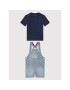 Tommy Hilfiger Komplet majica in hlače na naramnice Dungaree KN0KN01421 Mornarsko modra Regular Fit - Pepit.si