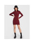 Tommy Jeans Pletena obleka Signature Bodycon DW0DW14386 Bordo rdeča Slim Fit - Pepit.si