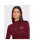 Tommy Jeans Pletena obleka Signature Bodycon DW0DW14386 Bordo rdeča Slim Fit - Pepit.si