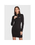 Tommy Jeans Pletena obleka Signature Bodycon DW0DW14386 Črna Slim Fit - Pepit.si