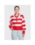 Tommy Jeans Pulover Stripe Badge DW0DW14956 Rdeča Regular Fit - Pepit.si