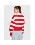 Tommy Jeans Pulover Stripe Badge DW0DW14956 Rdeča Regular Fit - Pepit.si